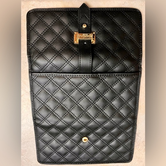 NEW | Women’s Spartina 449 Black Quilted Tri-Fold Leather Long Wallet Gold Trim - Picture 3 of 10